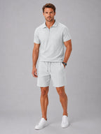 Ashley | Men's Zip Polo Shirt and Shorts Set, Relaxed Two-Piece Set | My Sweet Wardrobe