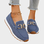 Aubrey | Women's Slip-On Loafer Sneakers, Woven Hybrid Trainers | Dressific