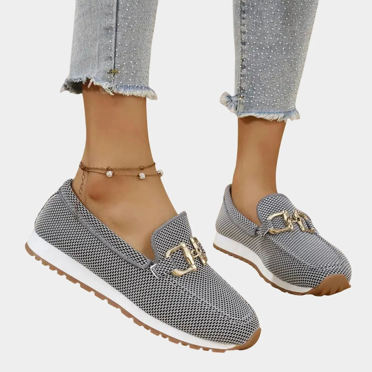 Aubrey | Women's Slip-On Loafer Sneakers, Woven Hybrid Trainers | Dressific