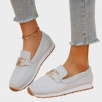 Aubrey | Women's Slip-On Loafer Sneakers, Woven Hybrid Trainers | Dressific