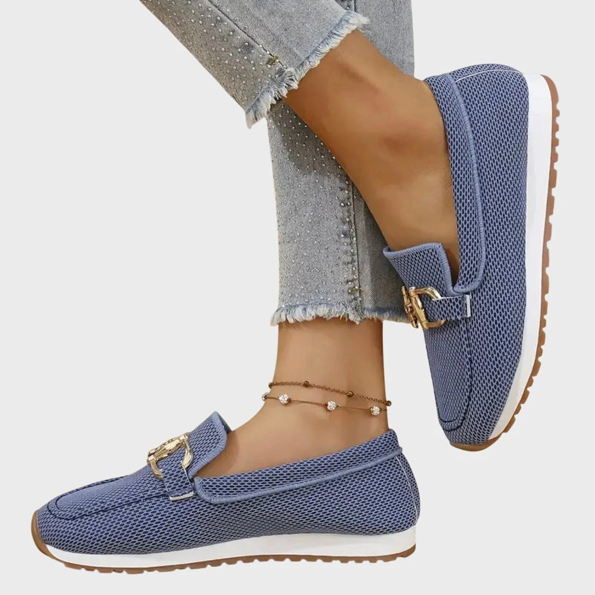 Aubrey | Women's Slip-On Loafer Sneakers, Woven Hybrid Trainers | Dressific