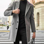 August | Men's Tailored Wool-Blend Coat with Single-Breasted Fastening, Elegant Winter Coat | My Sweet Wardrobe | Black