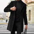 August | Men's Tailored Wool-Blend Coat with Single-Breasted Fastening, Elegant Winter Coat | My Sweet Wardrobe | Black