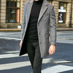 August | Men's Tailored Wool-Blend Coat with Single-Breasted Fastening, Elegant Winter Coat | My Sweet Wardrobe | Black