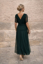 Aurelie | Women's V-Neck Chiffon Maxi Dress, Flowing Ankle-Length Dress | My Sweet Wardrobe | Red