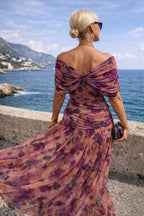 Aurelie | Women's V-Neck Chiffon Maxi Dress, Flowing Ankle-Length Dress | My Sweet Wardrobe
