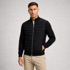 Austin | Men's Quilted Hybrid Jacket, Knitted Sleeves Autumn Jacket | My Sweet Wardrobe | Black