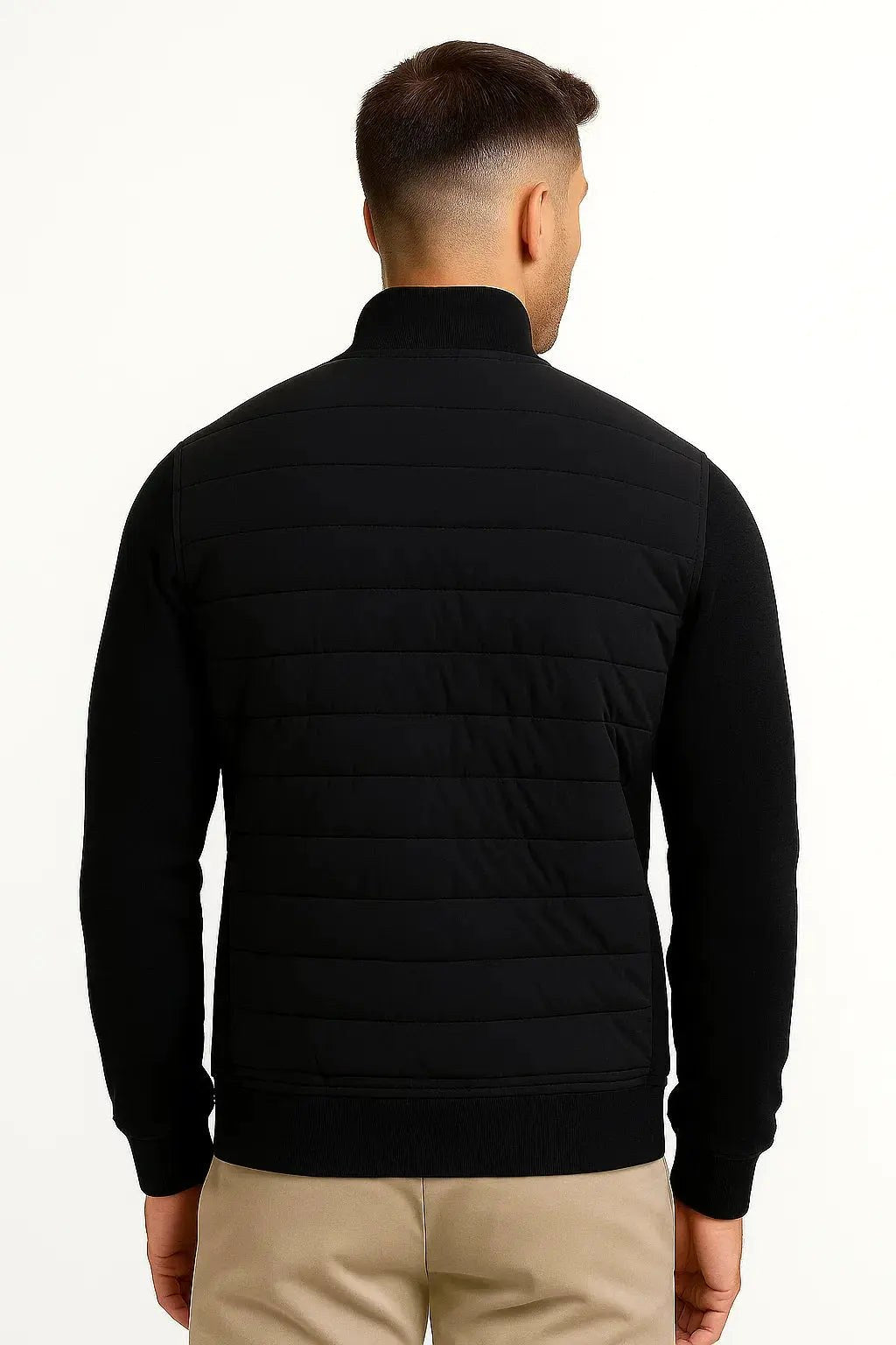 Austin | Men's Quilted Hybrid Jacket, Knitted Sleeves Autumn Jacket | My Sweet Wardrobe | Navy