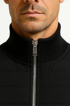 Austin | Men's Quilted Hybrid Jacket, Knitted Sleeves Autumn Jacket | My Sweet Wardrobe | Light Gray