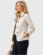 Marianne | Women's Quilted Button-Front Jacket, Lightweight Structured Coat | My Sweet Wardrobe | Green