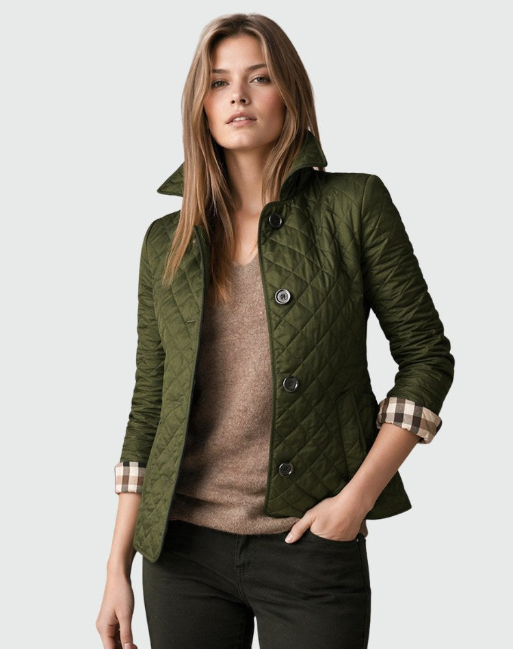 Marianne | Women's Quilted Button-Front Jacket, Lightweight Structured Coat | My Sweet Wardrobe