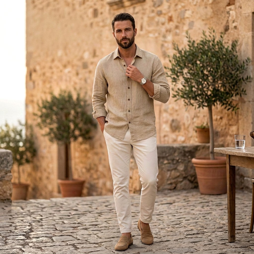 Bart | Men's Long-Sleeve Linen Shirt, Loose-Fitting Summer Shirt | My Sweet Wardrobe