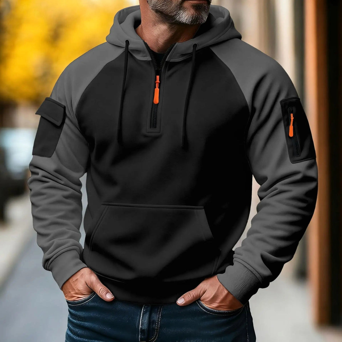 Bastian | Men's Jumper with Zip, Sporty Knit Jumper | My Sweet Wardrobe | Black