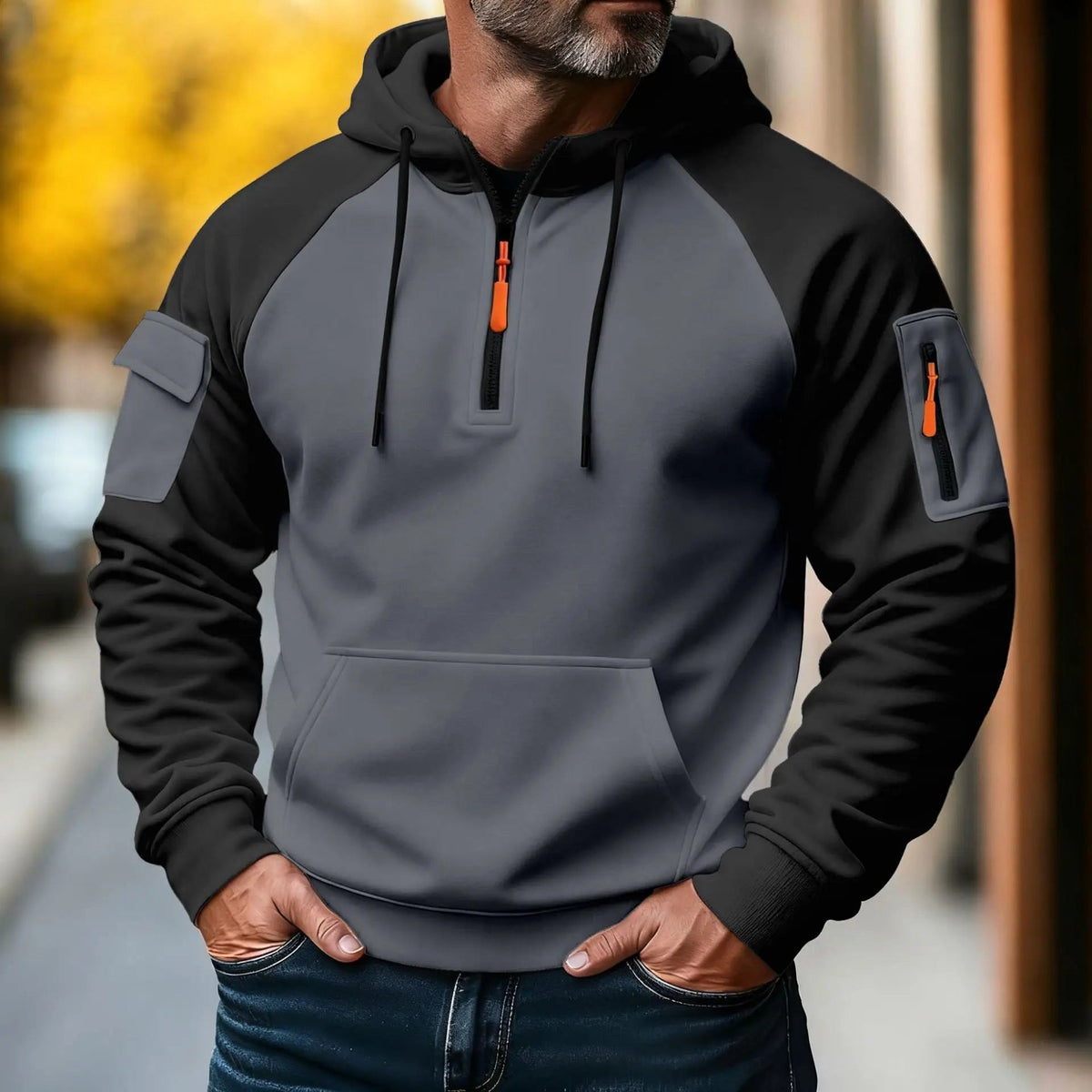 Bastian | Men's Jumper with Zip, Sporty Knit Jumper | My Sweet Wardrobe | Black