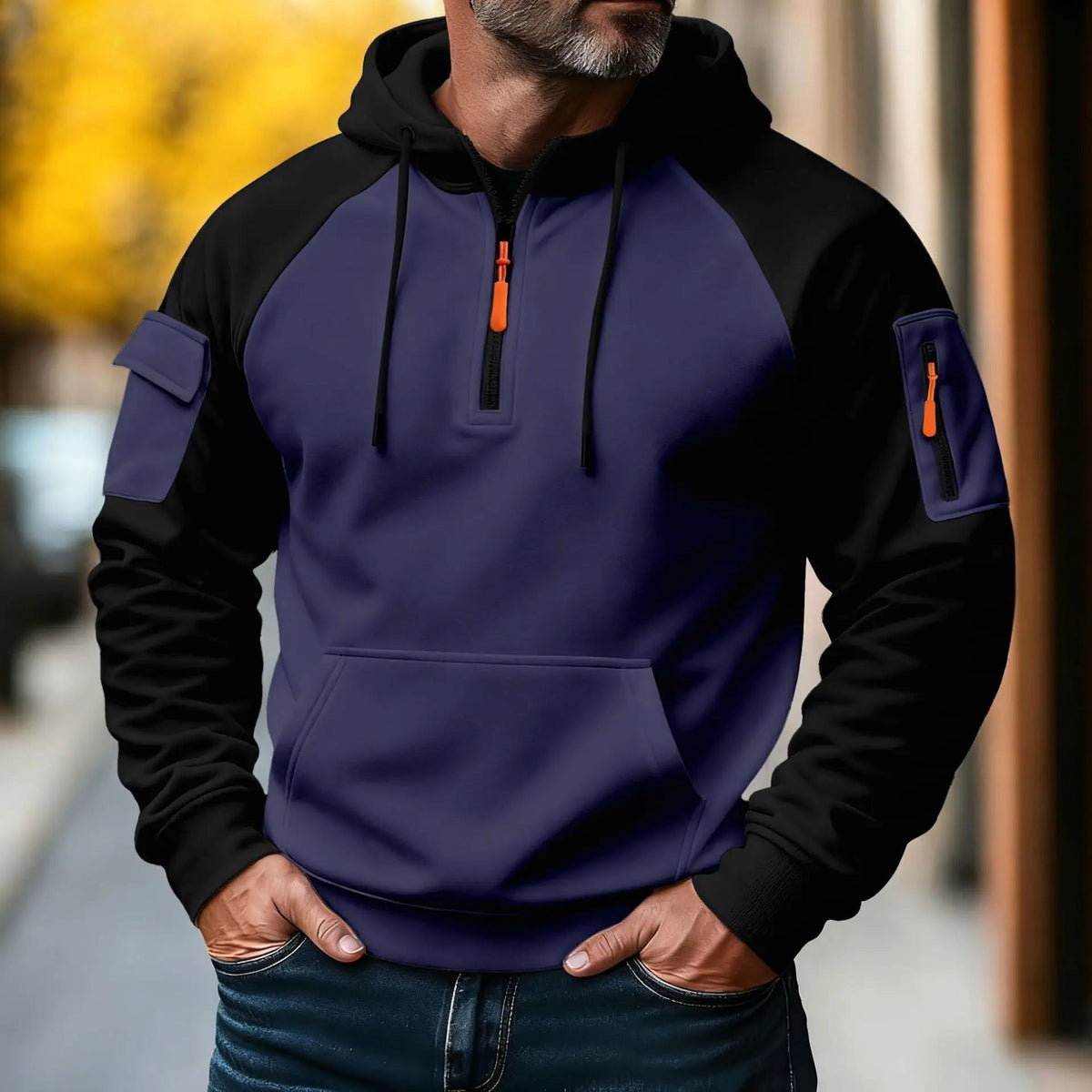 Bastian | Men's Jumper with Zip, Sporty Knit Jumper | My Sweet Wardrobe | Black