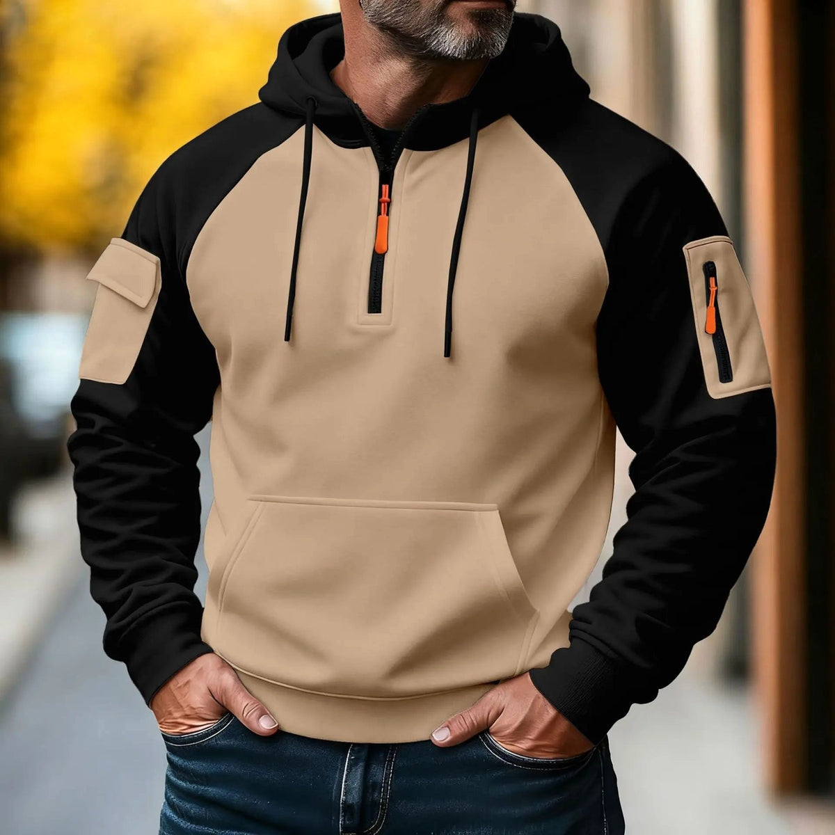 Bastian | Men's Jumper with Zip, Sporty Knit Jumper | My Sweet Wardrobe | Black