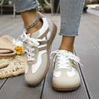 Beatrice | Women's Orthopaedic Slip-On Trainers, Cushioned Walking Shoes | My Sweet Wardrobe | Khaki & White