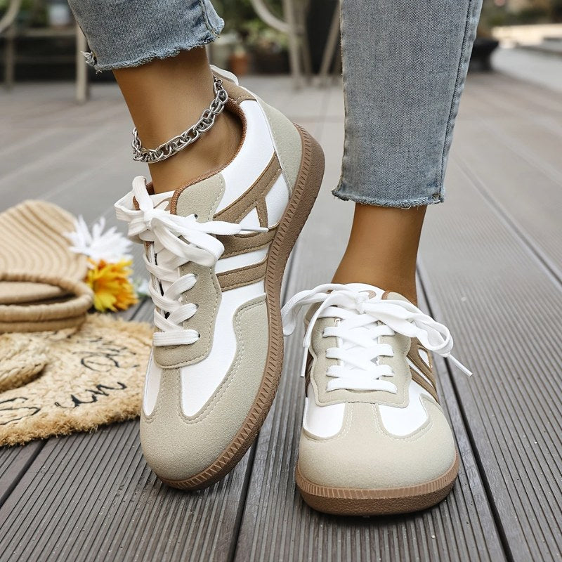 Beatrice | Women's Orthopaedic Slip-On Trainers, Cushioned Walking Shoes | My Sweet Wardrobe | Khaki & White