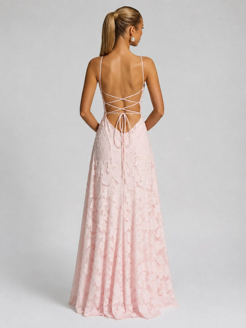 Bella | Women's Floral Maxi Dress, Sculpted Silhouette Evening Dress | My Sweet Wardrobe | White