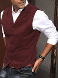 Benedikt | Men's Wool-Blend Waistcoat, Classic Knit Waistcoat | My Sweet Wardrobe | Bordeaux Red