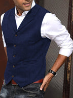 Benedikt | Men's Wool-Blend Waistcoat, Classic Knit Waistcoat | My Sweet Wardrobe | Black