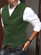 Benedikt | Men's Wool-Blend Waistcoat, Classic Knit Waistcoat | My Sweet Wardrobe | Bordeaux Red