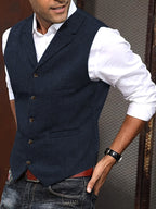 Benedikt | Men's Wool-Blend Waistcoat, Classic Knit Waistcoat | My Sweet Wardrobe | Bordeaux Red