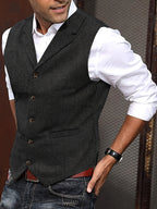 Benedikt | Men's Wool-Blend Waistcoat, Classic Knit Waistcoat | My Sweet Wardrobe | Bordeaux Red