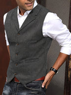 Benedikt | Men's Wool-Blend Waistcoat, Classic Knit Waistcoat | My Sweet Wardrobe | Black