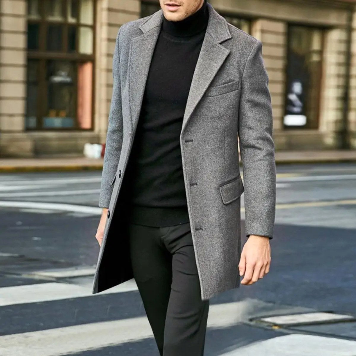 Bennett | Men's Single-Breasted Wool Blend Overcoat, Tailored Autumn Coat | My Sweet Wardrobe