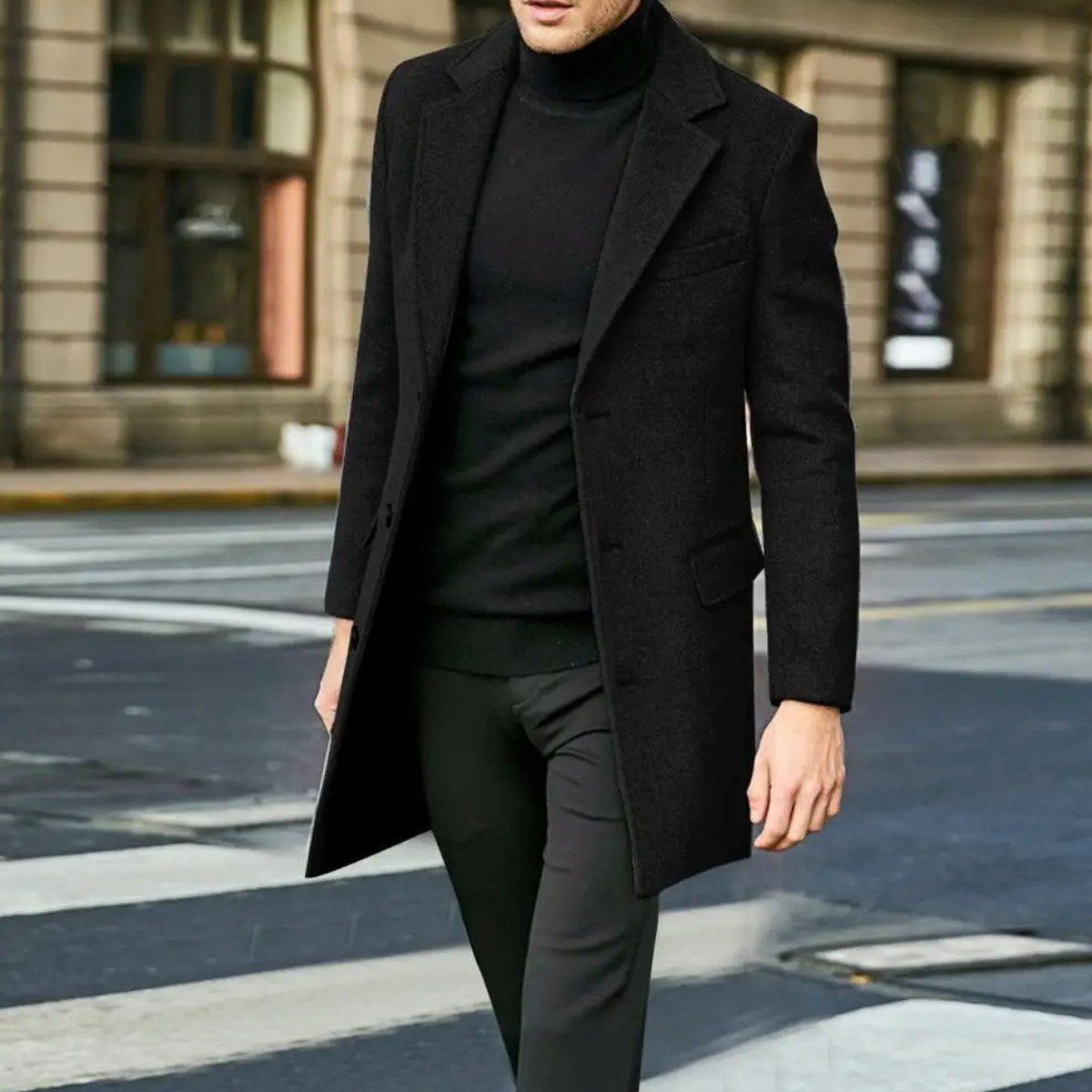 Bennett | Men's Single-Breasted Wool Blend Overcoat, Tailored Autumn Coat | My Sweet Wardrobe