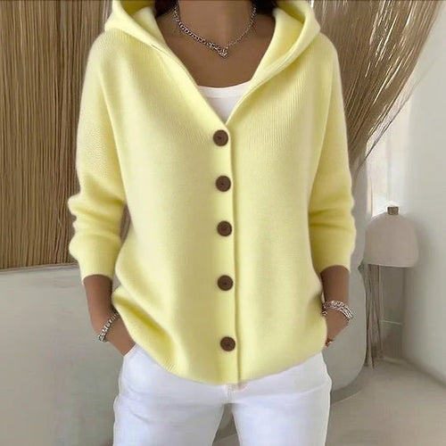 Berenice | Women's Long Sleeve Hooded Cardigan, A-Line Knit Cardigan | My Sweet Wardrobe | Pink