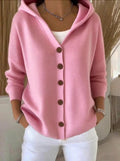 Berenice | Women's Long Sleeve Hooded Cardigan, A-Line Knit Cardigan | My Sweet Wardrobe | Beige