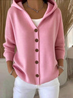 Berenice | Women's Long Sleeve Hooded Cardigan, A-Line Knit Cardigan | My Sweet Wardrobe | Beige