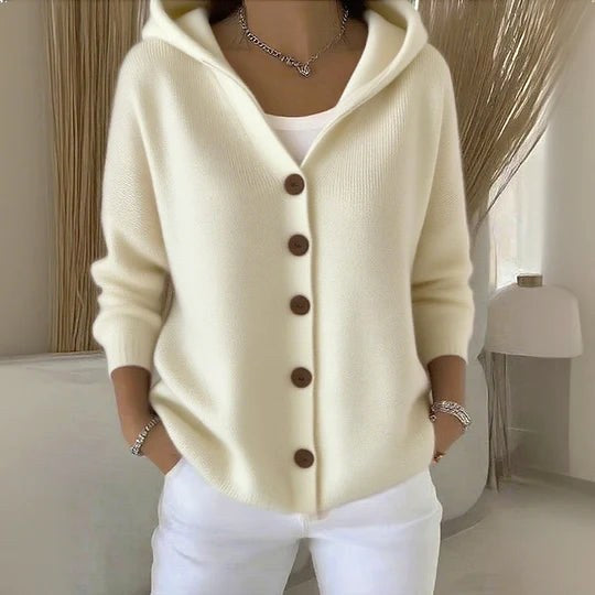 Berenice | Women's Long Sleeve Hooded Cardigan, A-Line Knit Cardigan | My Sweet Wardrobe | Green
