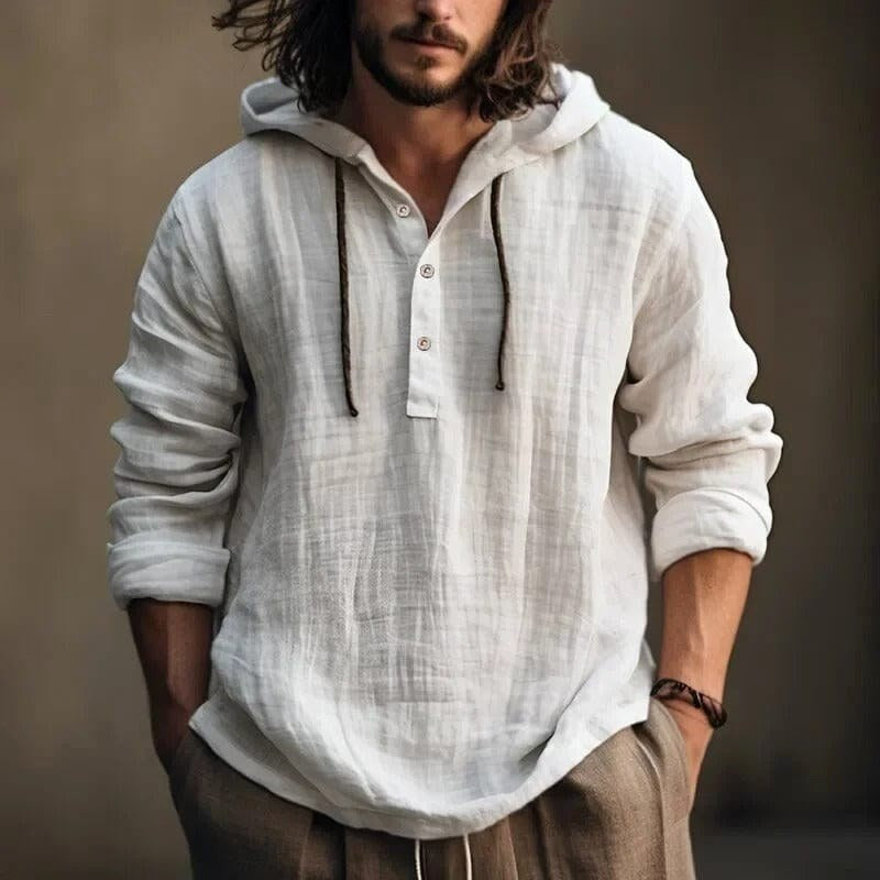 Bernd | Men's Hoodie with Relaxed Cut, Modern Hooded Sweatshirt | My Sweet Wardrobe | White