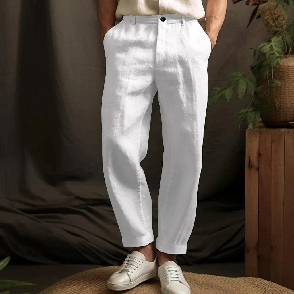 Bernhard | Men's Linen Trousers, Relaxed Cut, Casual Trousers | My Sweet Wardrobe | Beige