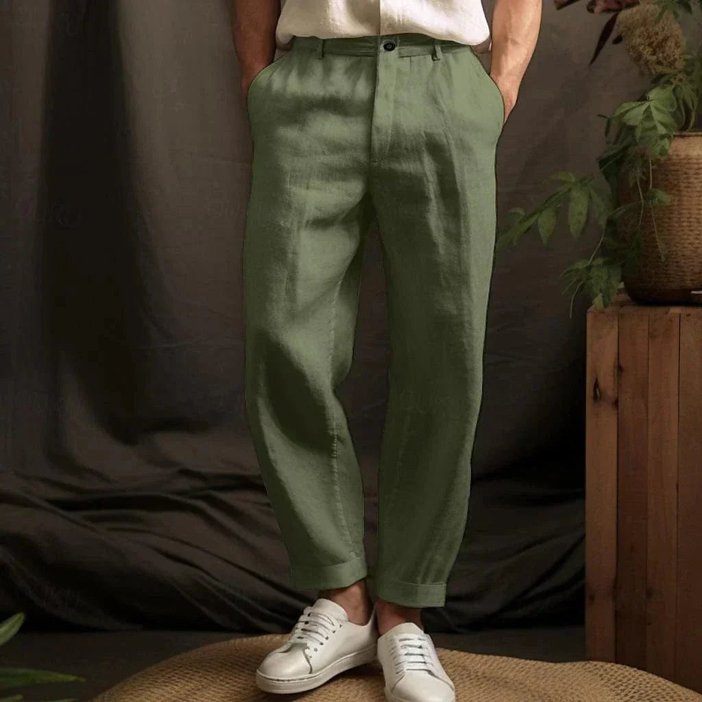 Bernhard | Men's Linen Trousers, Relaxed Cut, Casual Trousers | My Sweet Wardrobe | Beige