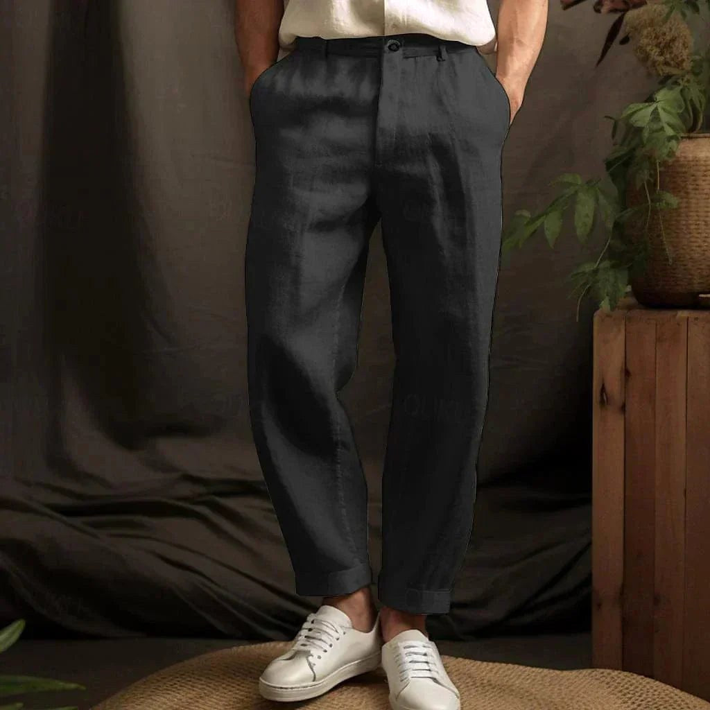 Bernhard | Men's Linen Trousers, Relaxed Cut, Casual Trousers | My Sweet Wardrobe | Beige