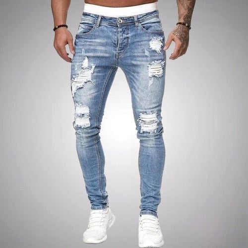Blake | Men's Skinny Ripped Jeans, Distressed Mid-Rise Jeans | My Sweet Wardrobe