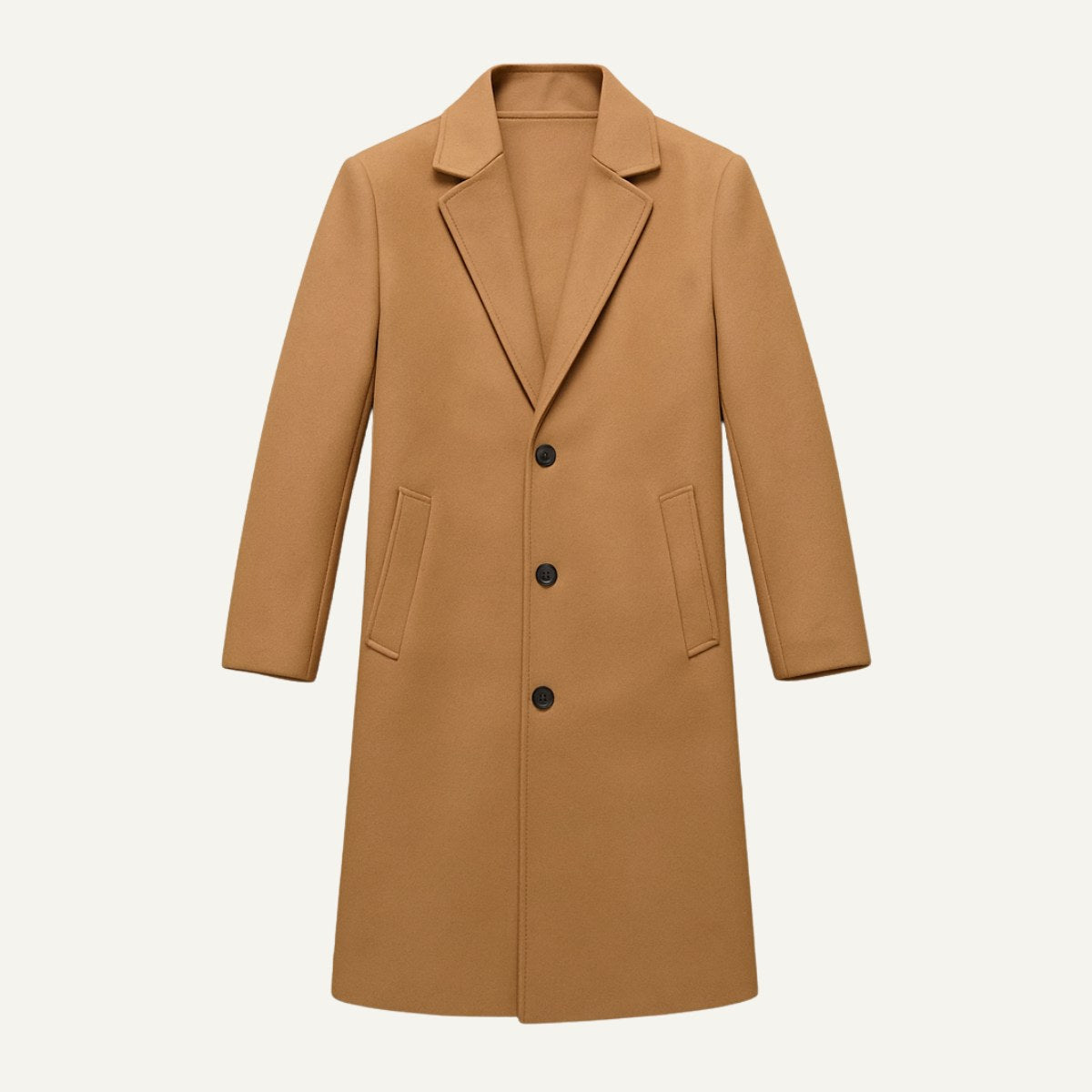 Brandon | Men's Classic Wool Overcoat, Tailored Autumn Coat | Dressific | Khaki