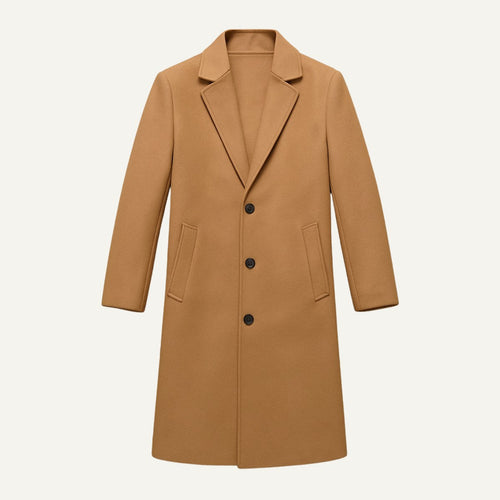 Brandon | Men's Classic Wool Overcoat, Tailored Autumn Coat | Dressific | Khaki