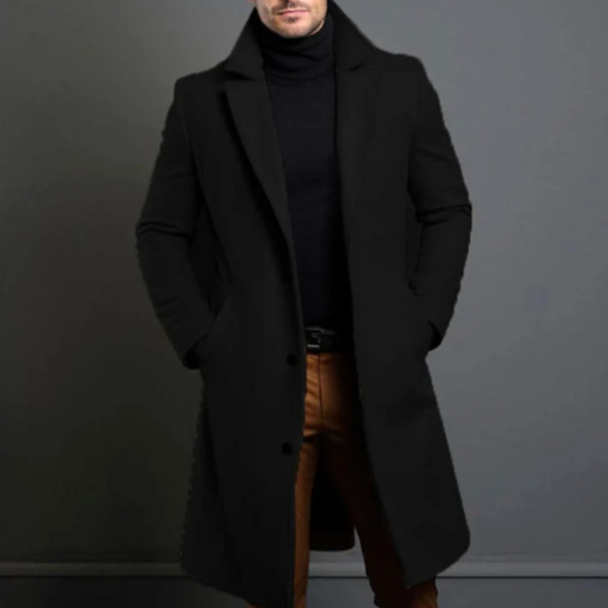 Brandon | Men's Classic Wool Overcoat, Tailored Autumn Coat | Dressific