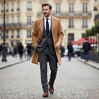 Brandon | Men's Classic Wool Overcoat, Tailored Autumn Coat | Dressific