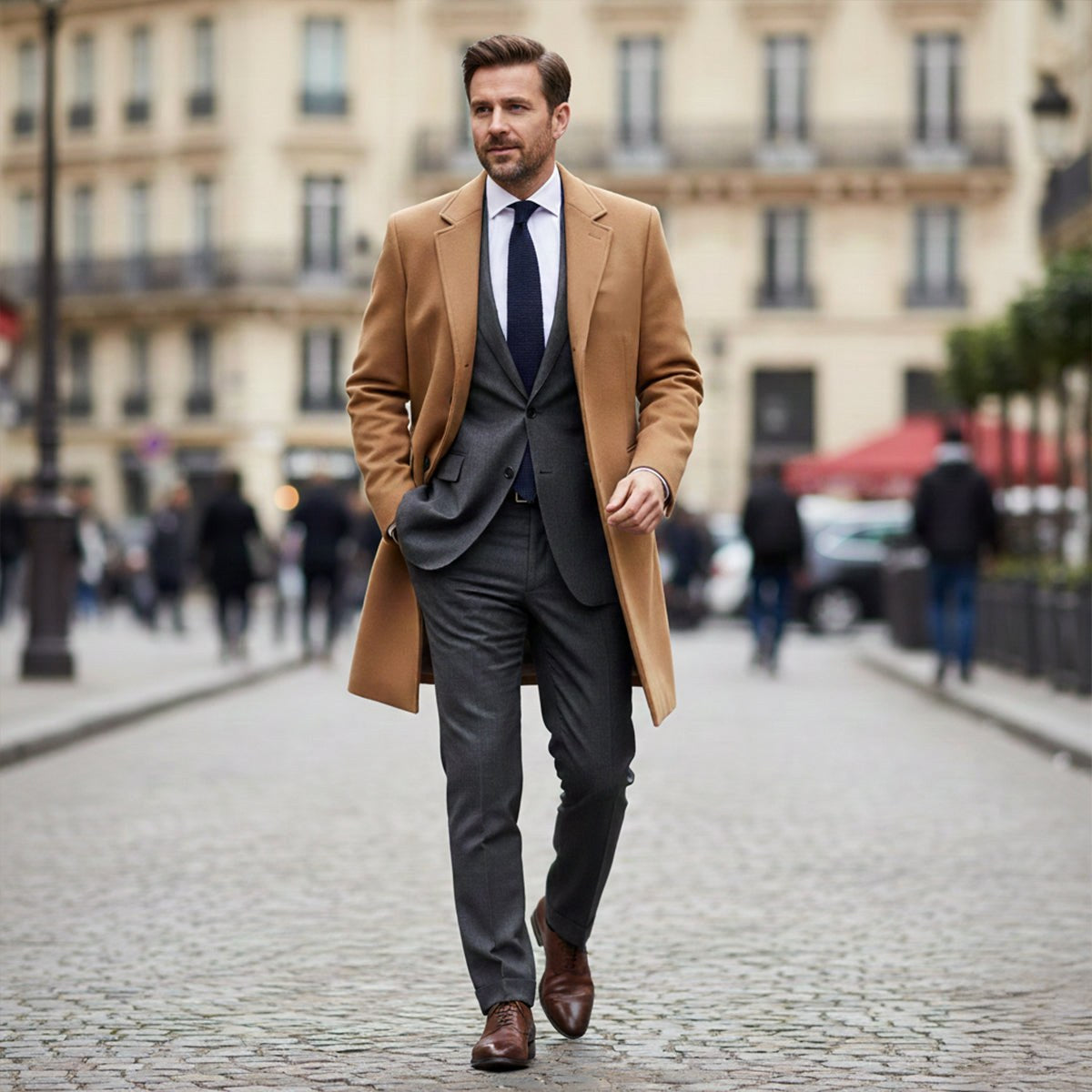 Brandon | Men's Classic Wool Overcoat, Tailored Autumn Coat | Dressific