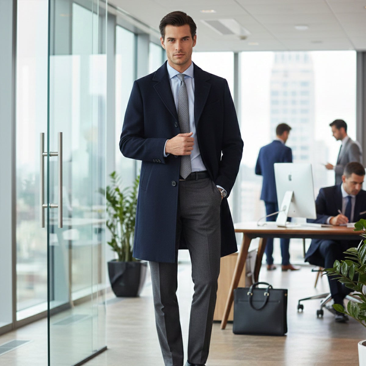 Brandon | Men's Classic Wool Overcoat, Tailored Autumn Coat | Dressific