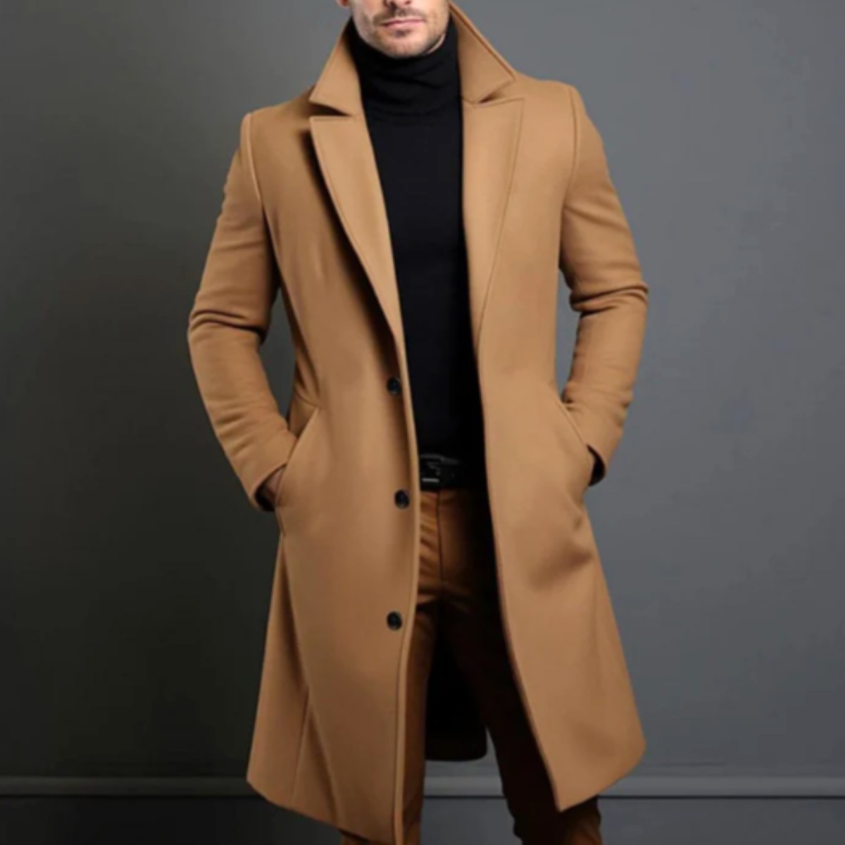 Brandon | Men's Classic Wool Overcoat, Tailored Autumn Coat | Dressific | Gray