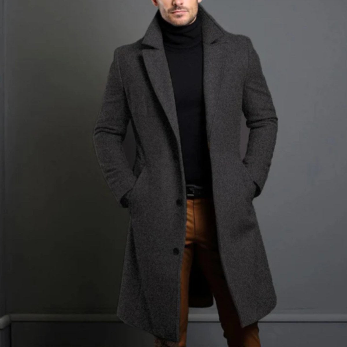 Brandon | Men's Classic Wool Overcoat, Tailored Autumn Coat | Dressific