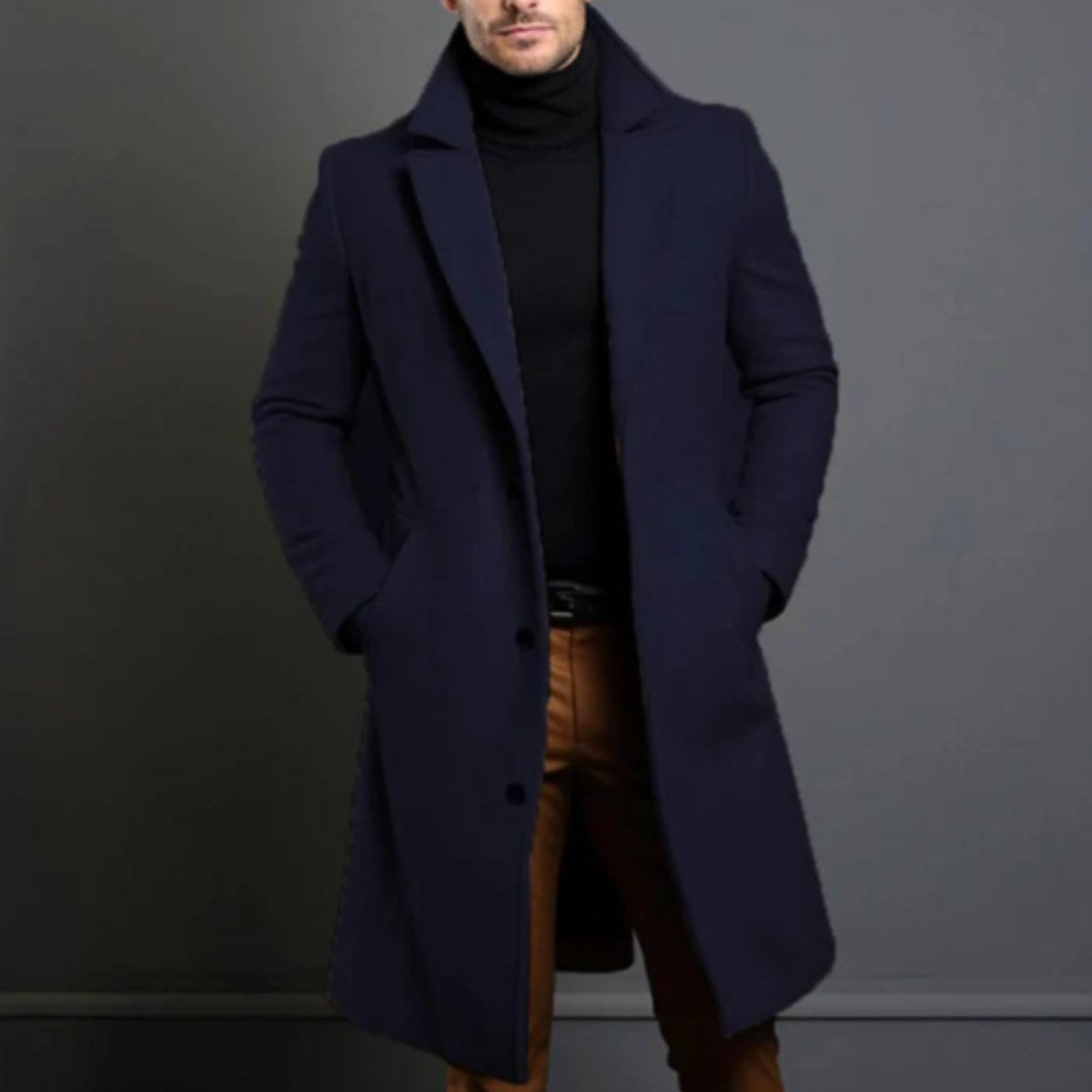Brandon | Men's Classic Wool Overcoat, Tailored Autumn Coat | Dressific