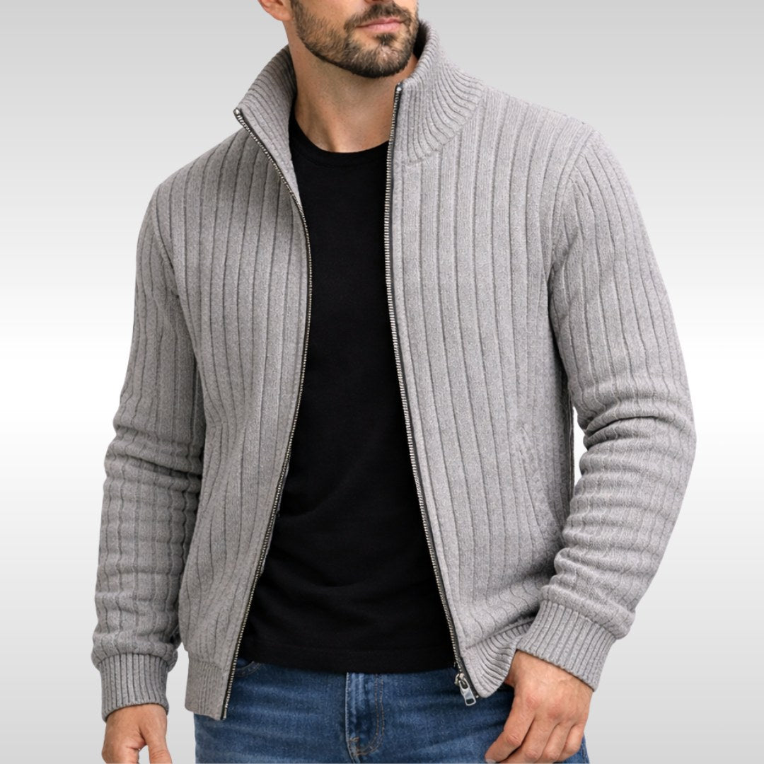 Brandon | Men's Zip Cardigan, Refined Knit Layer | My Sweet Wardrobe | Navy Blue
